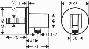Conector de perete hansgrohe FixFit S cu suport pentru dus, bronz mat - Img 4