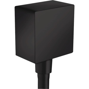 Conector dus hansgrohe FixFit Square, negru mat, cu sistem anti-reflux