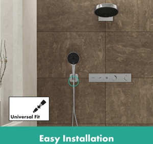 Conector perete cu suport pentru dus hansgrohe FixFit Q, crom, cu sistem de prevenire a refluxului - Img 2