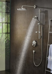 Conector perete hansgrohe FixFit S, cu prevenire a refluxului, bronz periat - Img 4
