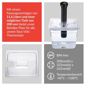 Container SousVideTools din Polycarbonat, 11,6 l, cu capac, transparent - Img 7
