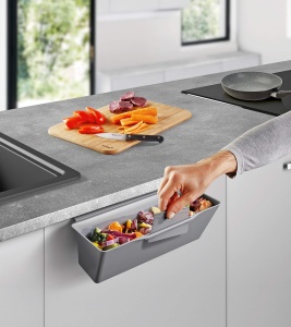Contenitor pentru resturi organice Metaltex, 35x16x13 cm, cu rascador, gri - Img 4