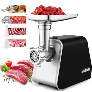 COOCHEER Masina de tocat carne electrica, masina de tocat carne de 2000W cu 3 discuri perforate, carnati si atasamente Kibbe pentru carne de bucatarie acasa, mancare pentru bebelusi