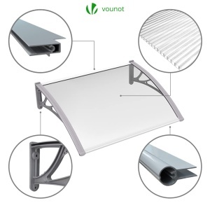 Copertina pentru usa VOUNOT 120 x 80 cm, din aluminiu si policarbonat, transparenta, gri - Img 6