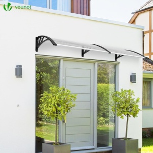 Copertina pentru usa VOUNOT 200 x 80 cm, din aluminiu si policarbonat, transparenta, neagra - Img 2