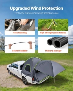 Cort de camion VEVOR Cort de camping parasolar pentru paturi mari de camion de 1524-1829 mm, cort de camion impermeabil cu copertina extensibila si baldachin de ploaie si geanta de depozitare, umbrela de soare pentru camping - Img 4