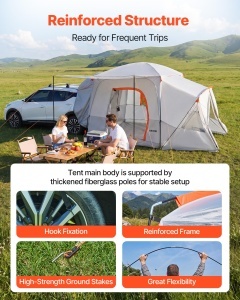 Cort de camping VEVOR SUV cu capacitate pentru 5-9 persoane, impermeabil, 3964 x 3050 x 2330 mm - Img 3