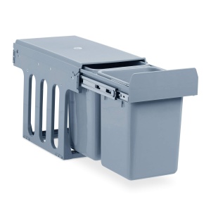 Cos de gunoi incorporabil Relaxdays, 2 x 8 l, plastic, gri