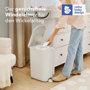 Cos de gunoi pentru scutece Rotho Babydesign YUMA, alb, cu pedala, 30 saci inclusi - Img 2