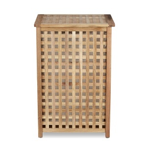 Cos de rufe Relaxdays, 75 L, din lemn de nuc, cu capac - Img 4