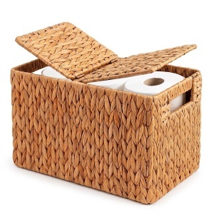 Cos pentru hartie igienica Relaxdays, 6 role, 27x40x16.5 cm, din apa hyacint