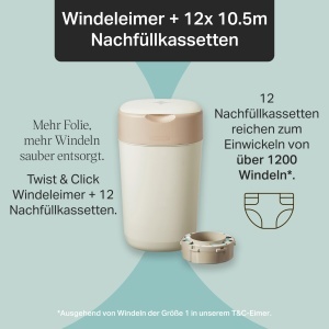 Cos pentru scutece Tommee Tippee Twist Click 12 cartuse de umplere - Img 6