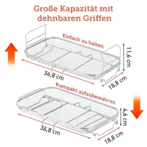 Cosori Accesoriu Heissluftfritteuse Gratar Multifunctional din Otel Inoxidabil 304 Compatibil TwinFry 10L - Img 6