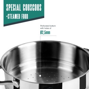 Couscousiera Lacor Basic 32524 Inox 1810 O24cm Compatibila cu masina de spalat vase - Img 4