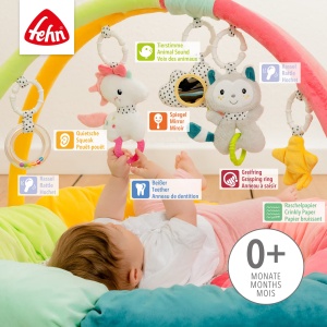 Covor de activitati pentru bebelusi Fehn Aiko si Yuki 85 cm, 5 jucarii detasabile - Img 3