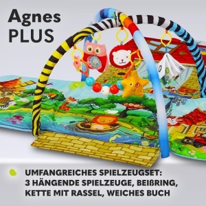 Covor de joaca Lionelo Agnes Plus 2in1, cu 2 arcade, design colorat, material moale - Img 6