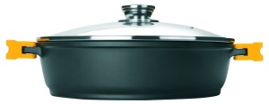 Cratita IBILI Evolution 24 cm Aluminiu Forjat Capac Sticla Manere Silicon Antiaderenta Compatibila Inductie