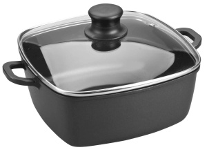 Cratita LACOR 25829 cu capac din sticla 28 cm aluminiu turnat negru