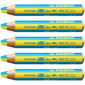 Creion colorat STABILO woody 3 in 1, 10 mm, 10 culori, rezistent la rupere