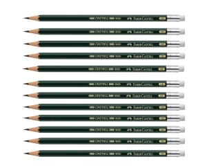 Creion Faber-Castell Castell 9000 HB cu Radiergummi, 12 Bucati - Img 1