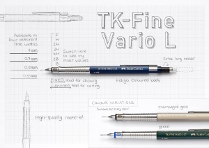 Creion mecanic Faber-Castell TK-Fine Vario L 0,5 mm Indigo, cu radiera - Img 5