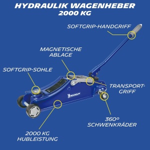 Cric hidraulic MICHELIN 2T 350 mm inaltime ridicare, 360 roti - Img 2