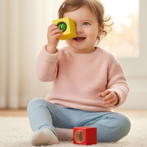 Cubes de explorare HABA 6 piese din lemn colorate pentru copii de la 1 an - Img 3