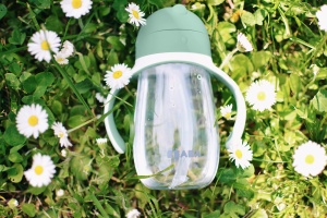 Cupa de invatare Beaba 2 in 1, 300 ml, Salbeigrun, cu manere detasabile - Img 4