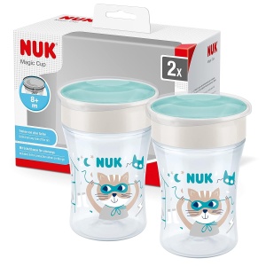 Cupa de invatare NUK Magic Cup, 230 ml, culoare gri, 8 luni, 2 bucati