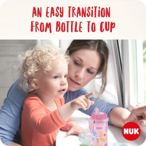 Cupa pentru copii NUK Kiddy Cup 300 ml, lila, rezistenta la muscaturi, iluminare nocturna - Img 2