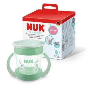 Cupa pentru invatarea bautului NUK Mini Magic, 160 ml, verde pinguin, 360 anti-scurgere
