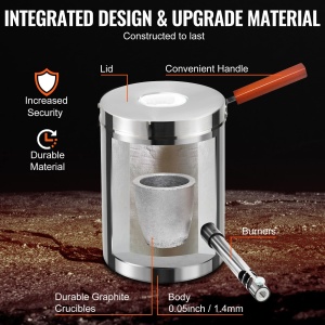 Cuptor de topire VEVOR JHRJD06KG01A, 6 kg, inox, temperatura maxima 1482 - Img 5