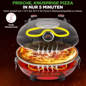 Cuptor electric pentru pizza NutriChef, 1200W, 30cm, negru - Img 2