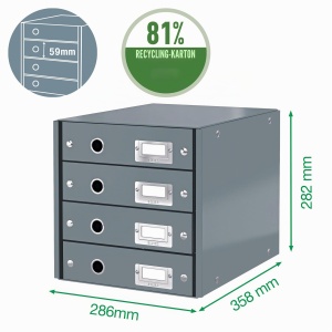 Cutie de depozitare cu 4 sertare Leitz Click Store A4, alba, capacitate 2300 documente - Img 3