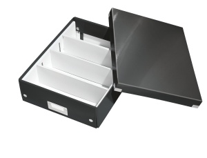 Cutie de depozitare Leitz Click Store 28,1x10x37 cm, 2-4 compartimente, neagra