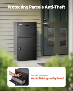 Cutie de depozitare pentru colete VEVOR PB-16S, 420x375x515mm, cu protectie impotriva furtului, negru - Img 2