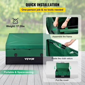 Cutie de depozitare VEVOR 1013L pentru exterior, 147x86x108cm, impermeabila, verde si negru - Img 6