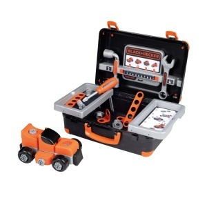 Cutie de unelte pentru copii Smoby BlackDecker, 35.5x28.6x28.5 cm, cu set de unelte si auto