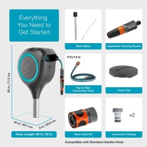 Cutie pentru furtun de gradina Gardena RollUp M, 20 m, turcoaz, cu suport metalic - Img 9
