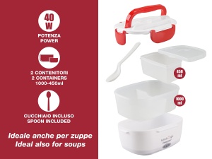 Cutie pentru pranz electrica Beper Lunch Go, 1450 ml, 40W, Rosu - Img 2