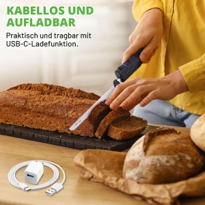 Cutit Electric NutriChef cu Acumulator USB-C, Negru, Usor si Ergonomic - Img 3