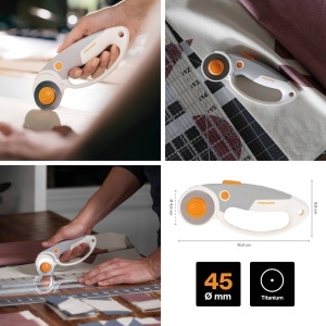 Cutter rotativ Fiskars Titan, 45 mm, ergonomic, portocaliualbgri - Img 2