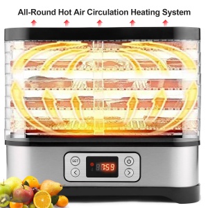 Deshidratator alimentar MEYKEY, 8 compartimente, deshidratator pentru legume, fructe, carne, setari de temperatura cu buton, temperatura reglabila 35-70degC, 400W - Img 4