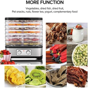 Deshidratator Deshidratator cu control al temperaturii, deshidratator detasabil pe 8 niveluri, control al temperaturii 35-70degC pentru carne, fructe, legume si nuci, 400W, buton, fara BPA - Img 2