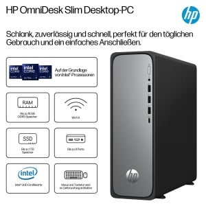 Desktop HP OmniDesk Slim S03-0230ng, Intel 300, 8 GB RAM, 512 GB SSD, Meteor SilverJack Black - Img 2
