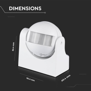 Detector de miscare infrarosu V-TAC 1354, 180, alb, IP44 - Img 3