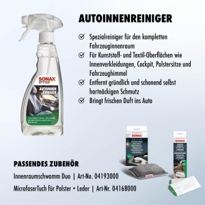 Detergent interior auto SONAX 500 ml - curatare eficienta, neutralizare mirosuri - Img 3