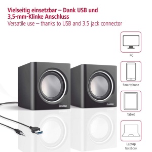 Difuzor pentru notebook Hama Sonic Mobil 185 (difuzor pentru PC, laptop, smartphone sau tableta cu mufa jack de 3,5 mm) negru-argintiu - Img 4