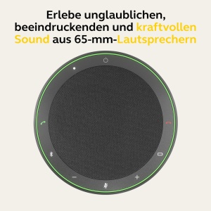 Difuzor wireless Jabra Speak2 75 cu adaptor Bluetooth USB-A, 4 microfoane cu anulare a zgomotului, difuzor cu gama completa de 65 mm, certificat Zoom si Google Meet, gri inchis - Img 3