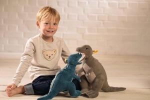 Dinozaur de plus Steiff Thaisen T-Rex 35 cm, Petrol si Turcoaz - Img 3